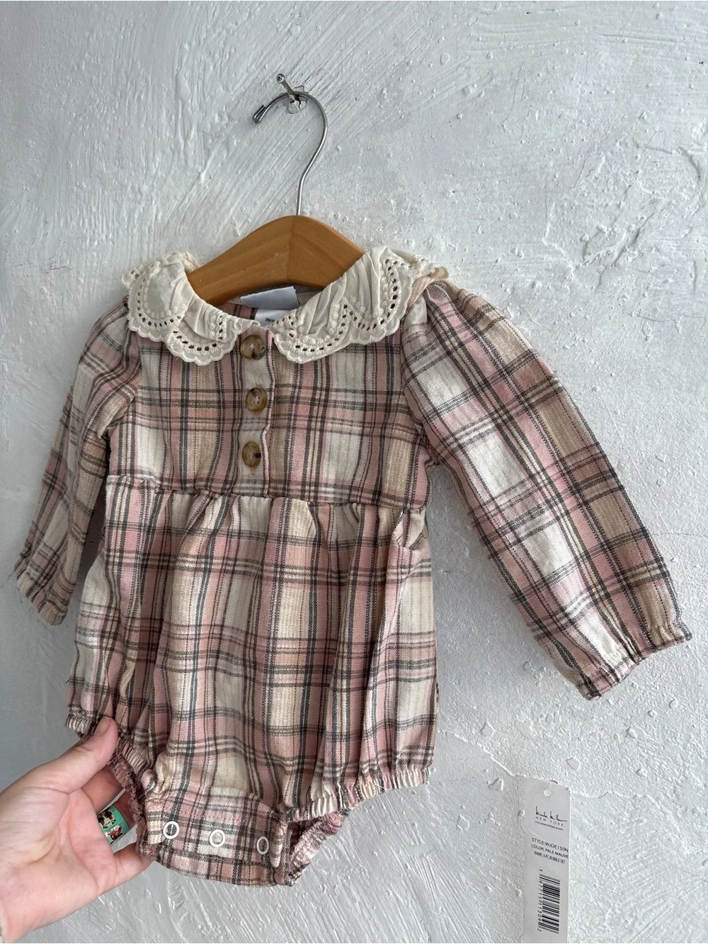 NWT 6-9 month baby girl plaid collared Nicole miller bodysuit